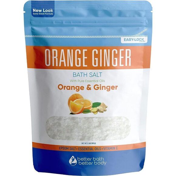 Orange Ginger Bath Salt - 32 Oz Epsom Salt With Ginger & Orange Essential Oils